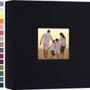 potricher Small Photo Album 4x6 200 Photos Linen Cover Picture Photo Book for Family Wedding Anniversary Baby Vacation (Black,200 Pockets)