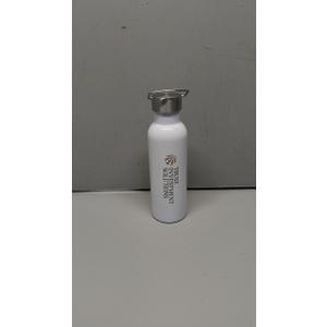 24oz Insulated Standard Mouth Water Bottle with Plastic & Stainless Steel Combination Lid, 304 18/8 Double Wall Vacuum Insulated Water Bottles, Reusable Metal Flask(White, Pack Of 3)