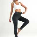 Fisoew Womens Ribbed Seamless Leggings High Waisted Tummy Control Workout Full Length Yoga Pants (X-Large, Dark Grey)