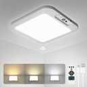 Wowatt Rechargeable Battery Operated Ceiling Light, Motion Sensor Light Indoor Wireless Shower Lamp with Remote 3000K 4500K 6500K Dimmable Timing for Closet, Shower, Hallway, Patio