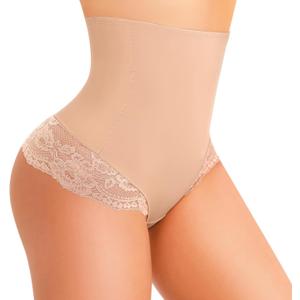 Tummy Control Thong Shapewear for Women High Waisted Seamless Shaping Thong Underwear Body Shaper Girdle Panties (X-Large, Beige)