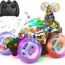 Kizeefun Remote Control Car for Kids RC Stunt Car Invincible 360Rolling Twister with Colorful Lights & Music Rechargeable Remote Control Car Toy for Boys and Girls (Abstract Camouflage)