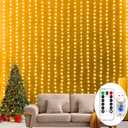 300 LED Fairy Curtain Lights, 9.8x9.8Ft Led String Lights 8 Modes Christmas String Hanging Lights with Remote for Bedroom Wedding Party Decoration (Warm White, 9.8ft x 9.8ft)