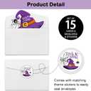 REWIDPARTY 15 Sets Halloween Invitations with Envelopes Stickers, Witch Hat Shaped Fill-in Invitation Cards, Trick or Treat Party Invites, Funny Halloween Birthday Party Supplies for Family Friend