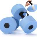 Soulchen Pool Exercise Equipment Water Dumbbells Pool Resistance Aerobic Weights EVA Foam Dumbbell with Handle Strip for Aqua Therapy Water Aerobics Weight Loss Fitness(Pale Blue,Medium)