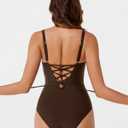 RXRXCOCO Women Tummy Control One Piece Swimsuits Slimming Shapewear Crisscross Back Bathing Suit (Brown, XL)