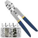 Fishing Crimping Tool Kit, Fishing Crimping Pliers Wire Rope Crimping Tool with 500pcs Crimp Sleeves Kit, Heavy Duty Stainless Steel Fishing Crimper Pliers Wire Cutters Line Crimps Sleeves