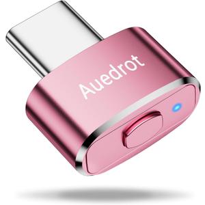 AUEDROT Mouse Jiggler Undetectable USB-C Mouse Mover with Switch Button, Automatic Type-C Wiggler with 2 Jiggle Modes, Plug & Play, Keep Computer/Laptop Awake, Rose Gold