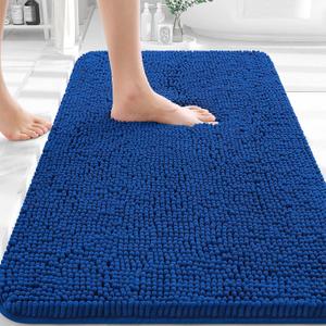 OLANLY Bathroom Rugs 30x20, Extra Soft Absorbent Chenille Bath Rugs, Rubber Backing Quick Dry, Machine Washable Bath Mats for Bathroom Floor, Tub and Shower, Home Decor Accessories, Royal Blue