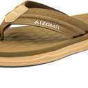 Men's Flip Flops Summer Beach Soft Comfort Thong Sandals Open-Toe Shoes Outdoor Water Resistant Lightweight Sandals (Brown)