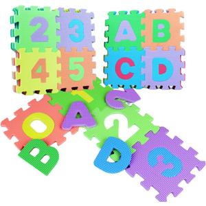 36 Pcs Kids EVA Mini Alphabet and Numbers, 2 in 1 Preschool Educational Learning Toys with Chunky ABC Puzzle Board, Alphabet Puzzle and Number Puzzle for Girls Boys Kindergarten