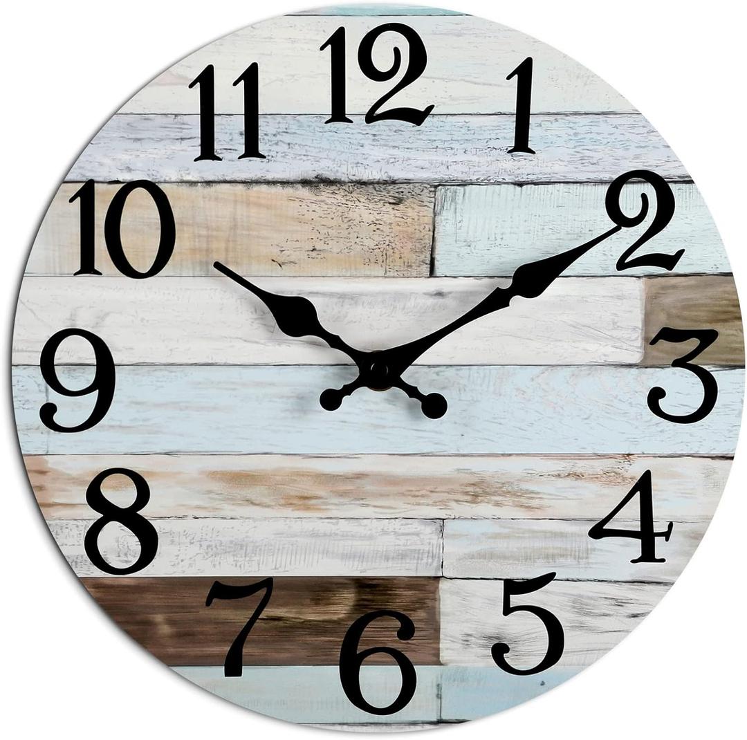 Wall Clock Battery Operated 16 Inch Silent Non-Ticking Coastal Country Style Decorative for Living Room, Kitchen, Home,Bathroom, Bedroom, Laundry Room (Multicolor)