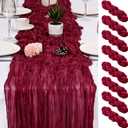 8 Pack Burgundy Cheesecloth Table Runner 17x108 inch Boho Gauze Cheese Cloth Table Runners for Wedding Party Baby Bridal Shower Home Decor