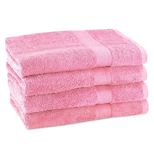 CrystalTowels Premium Bath Towels – 4 Pack - 28" x 36" - 100% Virgin Ringspun Cotton - Soft & Absorbent for Home Hotel Spa or Gym (Pink)