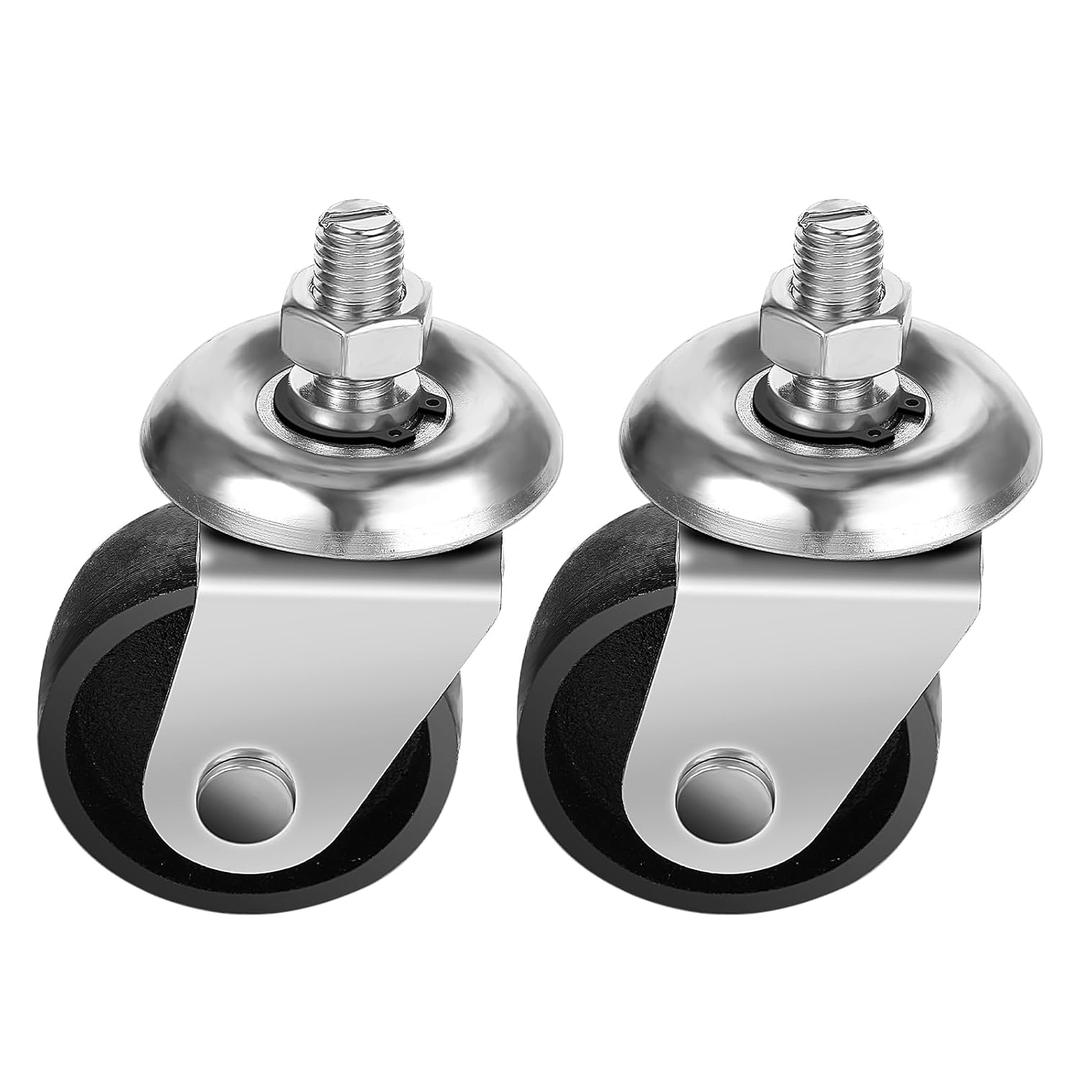 Floor Jack Casters for 3 Ton Floor Jack, Cast Iron Caster Wheels, Quality Replacement Parts Fit for ATD, Cornwell, Mac Tools, Matco, Mountain, Napa, Sunex & More, Pack of 2 (12mm Stem)