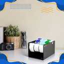 1 Pcs Adjustable Label Dispenser 3 Disks Sticker Roll Holder Sticker Dispenser Label Roll Holder Acrylic Tape Organizer Stand for Office Home Desktop(Black)