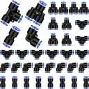 Hotop Push to Connect Fittings Air Line Pneumatic Fittings Kit Quick Release Pneumatic Connectors Air Line Splitters Elbows Tee Straight Tubes(20 Pcs,Blue,1/2 Inch Od)