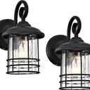 MICSIU Textured Black Outdoor Wall Light 2 Pack, 10 Inch Exterior Wall Lantern Lights with E26 Based Socket Clear Seedy Glass Exterior Wall Lights for House, Entryway, Home, Patio, Garage, Doorway