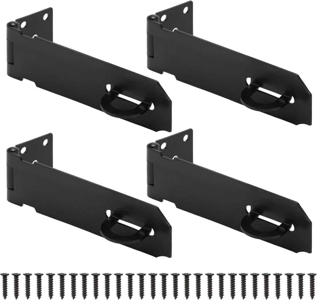 5 Inch Door Lock Hasp Latch, Security Packlock Clasp Hasp Lock Latch, Stainless Steel Gate Lock Hasp for Outdoor Fence Gate,Barn Door, Cabinet, Drawer, Brushed Finish with Screws, 4 Pack