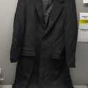 ebossy Men's Wool Blend Full Length Overcoat Single Breasted Long Coat with Flap Pocket (Large, Black)