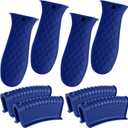 Patelai 8 Pcs Silicone Pot Holders Set Cast Iron Handle Cover Heat Resistant Pot Handle Covers Potholder Non Slip Reusable Pan Sleeve for Frying Pan Kitchen Supplies (Navy Blue)