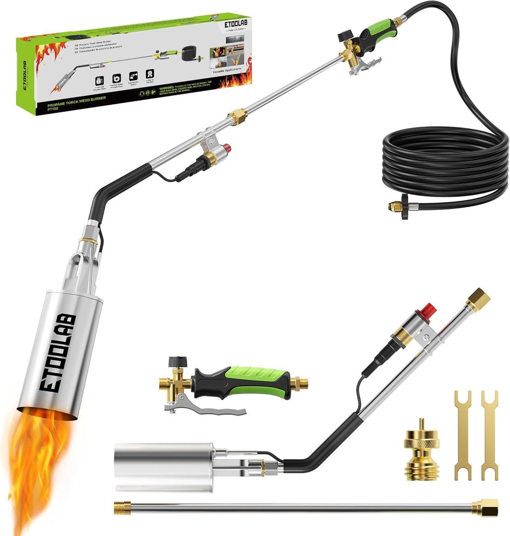 Propane Torch Weed Burner, High Output Weed Torch with Self Igniter and Turbo Trigger, Heavy Duty Propane Weed torch for Weeding,Melting Snow,BBQ,Roof Asphalt Work