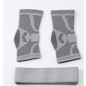 JIUFENTIAN Ankle Brace for Women and Men Adjustable Compression Sleeve (Pair)-Ankle Support Heel Brace for Achilles Tendonitis, Plantar Fasciitis-Eases Swelling and Sprained Ankle(Grey,Medium)