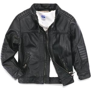 LJYH Boys Leather Jackets New Spring Children Collar Motorcycle Faux Leather Zipper Coats (4-5T, Black)