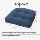 Magpie Fabrics Outdoor/Indoor Tufted Seat Cushion with Ties Set of 2, 19"x19" Waterproof Patio Chair Pads Tatami Floor Pillow for Dining Garden Balcony Office Decor (Denim Blue)