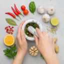 HIC Kitchen Tall Mortar and Pestle Set, Solid Carrara Marble, 4-Inch, Spice Herb Grinder, Pill Crusher, Nut Butter Maker