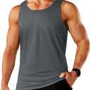 TACVASEN Men's Tank Top Cotton Moisture Wicking Muscle Shirt Summer Sleeveless Shirts Gym Workout Tank (Gray, L)