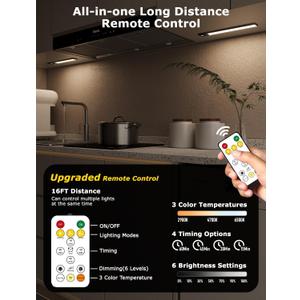 12" Ultra-Thin Under Cabinet Lighting Wireless, Aluminum Alloy Under Counter Lights for Kitchen, 3-Color-Temps Magnetic Closet Lights, Rechargeable Motion Sensor Light Indoor (3Pack, Black)