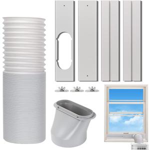 Portable Air Conditioner Window Vent Kit, Adjustable Window Seal with 5.9 Inch Diameter, 59 Inch Length Exhaust Hose for A/C Unit Universal for Sliding Horizontal or Vertical Window (5.9" Diameter Kit & Exhaust Hose 59" Length)
