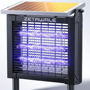 Solar Powered Bug Zapper Outdoor, 4500V Mosquito Trap with 10W Solar Panel, Fly Trap & Mosquito Killer, Dusk-to-Dawn Auto, IPX5 Waterproof, 2100 Sq.Ft Coverage for Patio, Backyard, Garden