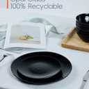 10.5 inch Dinner Plate Set of 6, Round Opal Glass Black Geometric Faceted Dinnerware Plates, Dishwasher and Microwave Safe