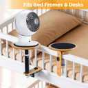 Adjustable Fan Holder for Dorm Room, Bunk & Lofted Bed, College & office essentials, Horizontal & Vertical Clamping, Adjustable Height & Distance Design (Bamboo)