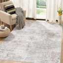 Washable Rug 5x7 Area Rugs for Living Room: Modern Abstract Neutral Soft Carpet for Bedroom Dining Room Under Kitchen Table Home Office Decor - Brown Grey