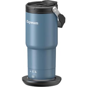 Kepwam T3 Self-Heating Travel Mug 20oz, Temperature-Controlled Coffee Warmer Mug, Smart Travel Coffee Mug Keep Coffee Drinks Hot, Heated Mug Great for Driver Outdoor Fits Car Cup Holders (Steel Blue)
