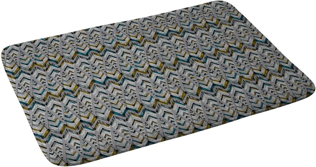 Society6 Pattern State Pyramid Line North Bath Mat, 17" x 24", Green