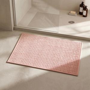 Triohero Bathroom Rugs Non Slip Washable, Super Absorbent Thin Bath Mat Small Quick Dry Low Pile Bathroom Rug, Pink 16"x24", 16"x24" Rectangular