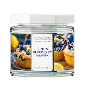YR Scent Lemon Blueberry Muffin Home Fragrance Candle – 14.5 oz 3-Wick Glass Jar