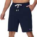 Yundobop Mens Casual Shorts Cotton Drawstring Summer Athletic Shorts with Zipper Pockets Navy 36