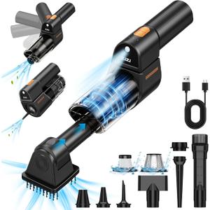 Pet Hair Handheld Vacuum, 35000Pa Brushless Motor Vacuum Cleaner and Air Duster, 3-Speed Adjustable Cordless Mini Car Vacuum Cleaner with LED Light and Multi-Nozzles for Car, Pet, Home