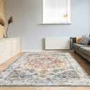Area Rug 57, Vintage Boho Rug,Ultra-Soft Low Pile, Washable, Non Slip,Stain Resistant Printed Carpet for Living Room Bedrooms Playroom Office Kitchen, Blue/Red