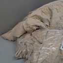 Bedsure Tufted Boho Comforter Set Queen Size - Khaki Boho Bed Set, GentleSoft 3 Pieces Farmhouse Shabby Chic Embroidery Bedding, Gifts for Woman, Soft Jacquard Queen Comforter for All Seasons (09 - Khaki - Elegant)