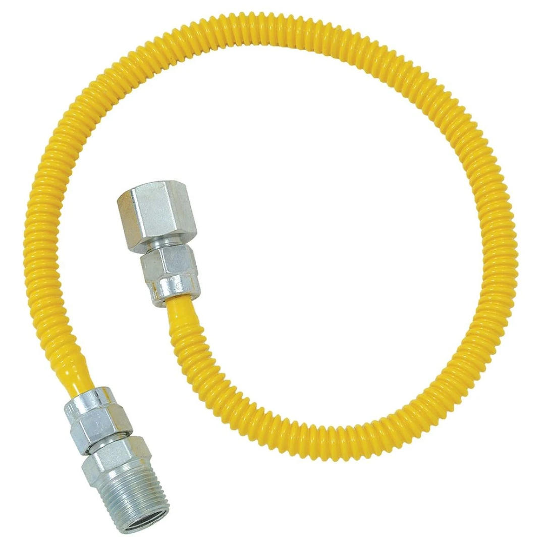 Dormont 3/8" OD x 24" Coated Stainless Steel Gas Connector, 1/2" FIP x 1/2" MIP