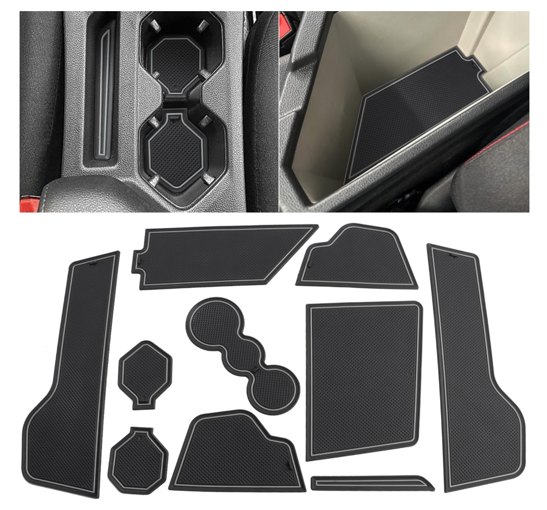 Auovo Protector Mats for Volkswagen Jetta Accessories 2026 2025 2019-2024 Custom Fit Cup Holder Inserts Door Console Liners Dust Mat Car Interior Trim(8-pc Set)(White)