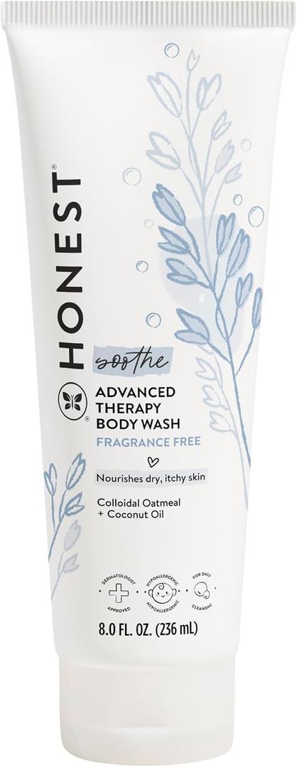 The Honest Company Eczema Soothing Therapy Cleansing Body Wash, Naturally Derived Gentle for Baby, Prebiotics Colloidal, Oatmeal, 8 oz