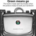Hamilton Beach Panini Press Sandwich Maker & Electric Indoor Grill with Locking Lid, Opens Wide to Fit Any Thickness for Quesadillas, Burgers & More, Nonstick 8" x 10" Grids, Chrome (25460MNA)