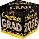 2 x Black and Gold Graduation Card Box for Class of 2026, Congrats Grad Card Box for Graduation Party Supplies Party Favors